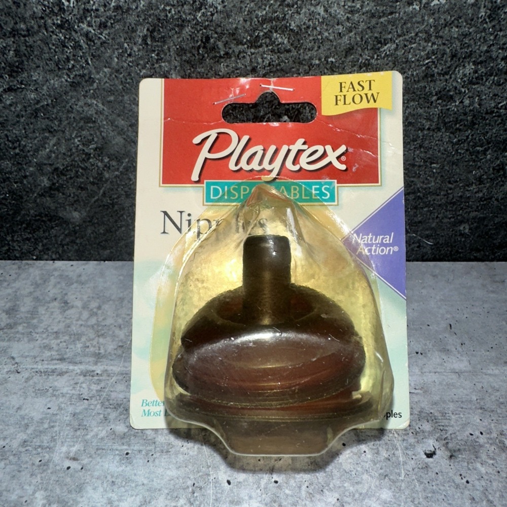 Vintage Playtex Natural Action Flat Top Latex Baby Bottle Nipples Fast Flow  (B)